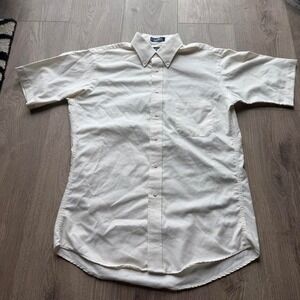 Stafford Wrinkle Free Oxford Shirt Mens Button Down Short Sleeve Cream